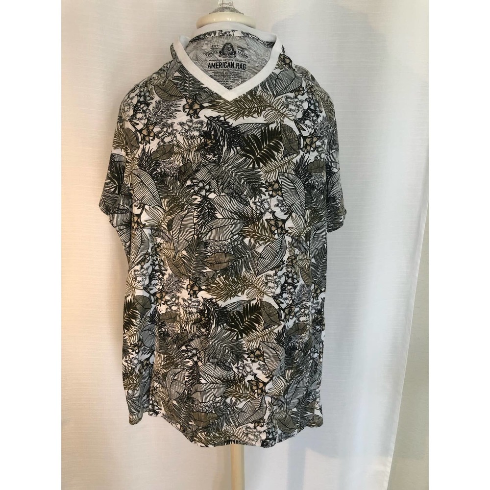 American Rag botanical pattern tee with vneck